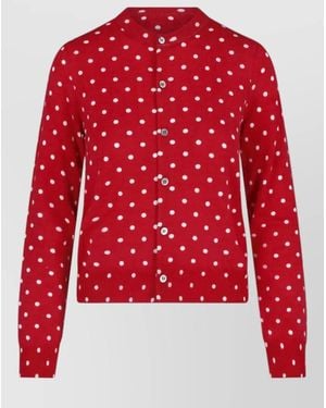 Comme des Garçons Crew Neck Long Sleeve Polka Dot Top - Red
