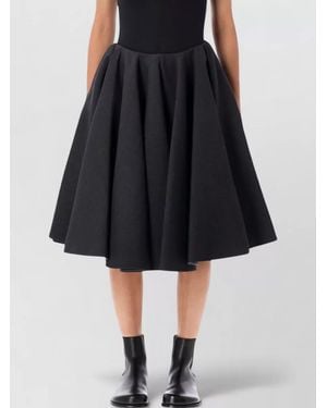 Ami Paris Virgin Wool Peplum Midi Skirt - Blue