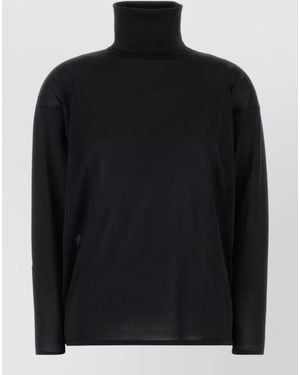 Gucci Silk Turtleneck Sweater Long Sleeves Plain - Black