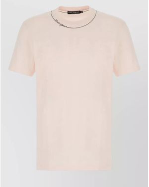 Dolce & Gabbana Cotton Crew Neck Short Sleeve T Shirt - Natural