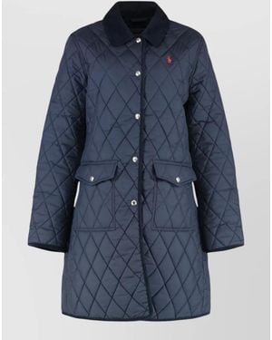 Ralph Lauren Coat Collared Neck Flap Pockets Long Sleeves - Blue