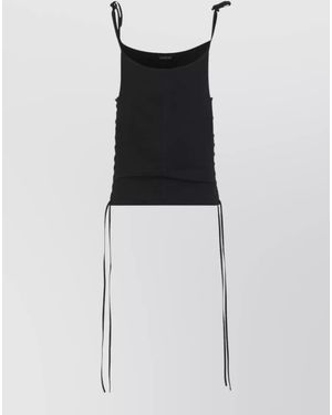 Balenciaga Lace Up Technical Ripstop Tank Top - Black