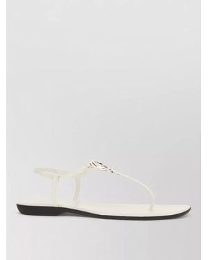 Gucci Leather Sandals Flat Sole Open Toe T Strap - White