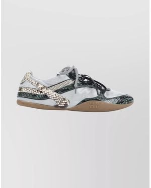 Miu Miu Leather And Fabric Sneakers - Gray