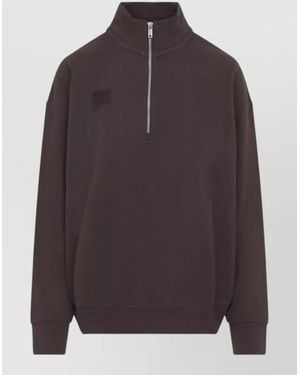 PANGAIA Cotton Oversized Half Zip Sweatshirt - Brown
