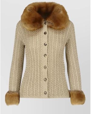 Saint Laurent Metallic Fitted Jacket - Natural