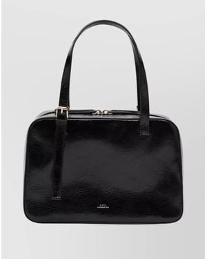 A.P.C. Rectangular Leather Box Shoulder Bag - Black