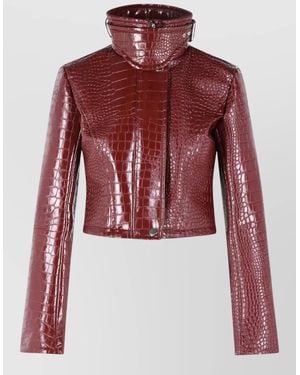 Sportmax Patent Leather Cropped Jacket - Red