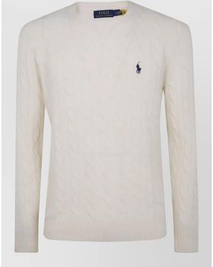 Polo Ralph Lauren Long Sleeve Pullover Cable Knit Design - White