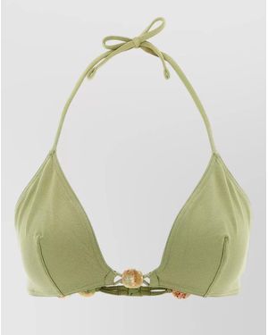 Eres Alva Halter Triangle Bikini Top Beaded - Green