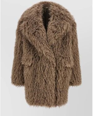 Tagliatore Faux Fur Oversized Coat - Brown