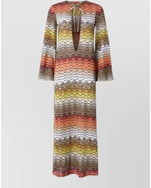 Missoni Long Chevron Knit Beach Dress V Neck - Multicolour