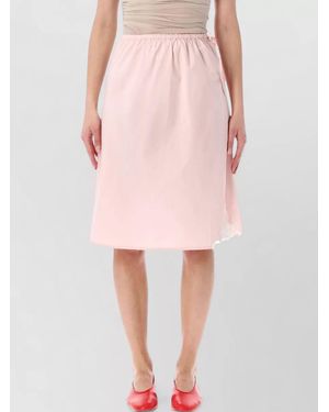 Soeur Embroidered Cotton Midi A-Line Skirt - Pink