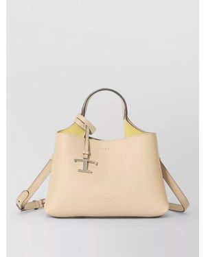 Tod's Micro Leather Shoulder Bag Structured Design - Natural