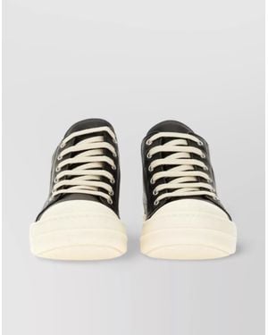 Rick Owens Leather Sneaker With Contrast Toe Cap - Natural