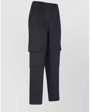 Michael Kors Straight Leg Pants With Belt And Pockets - Blue