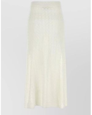 Ganni Crochet Lace Maxi Skirt Sheer Design - White