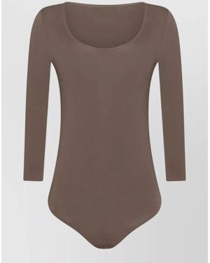 Wolford Slim-Fit Three-Quarter Sleeve Bodysuit - Brown