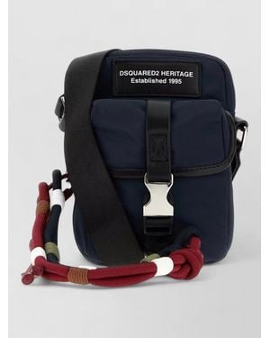 DSquared² Fabric Crossbody Bag Adjustable Strap Pocket - Blue