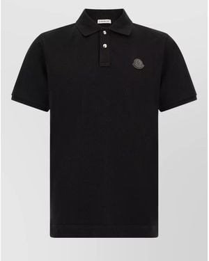 Moncler Piqué Short-Sleeve Polo Shirt - Black