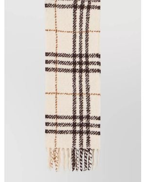 Burberry Checked Alpaca Wool Scarf - Natural