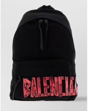 Balenciaga 'Front Zip Pocket' Printed Backpack - Black