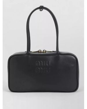 Miu Miu Shoulder Bag Tone Hardware Top Handles - Black