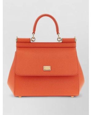 Dolce & Gabbana Sicily Medium Leather Shoulder Bag - Orange