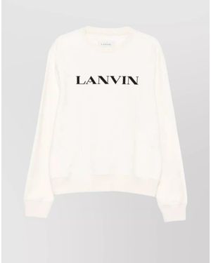 Lanvin Cotton Logo-Embroidered Crewneck Sweatshirt - Natural