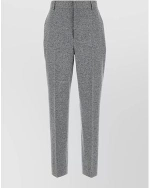 Moschino High Waist Tapered Silk Blend Trousers - Grey