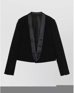 Tom Ford Single Breasted Shawl Lapel Cropped Tuxedo Jacket - Black