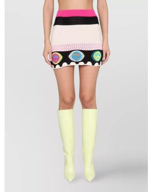 Barrow Crochet Texture High Waist Mini Skirt - Multicolor