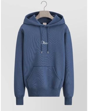 Dior Hooded Top Drawstring Hood Front Pocket - Blue