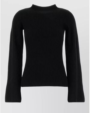 LeKasha Cashmere Utah Jumper Mock Neck Long Sleeves - Black