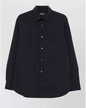 Emporio Armani Nylon Shirt Long Sleeves Spread Collar - Blue