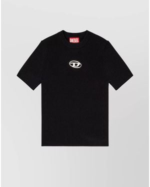 DIESEL Ribbed Slim-Fit Short-Sleeve Knitted Top - Black