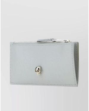 McQueen Calf Leather Card Holder - Grey