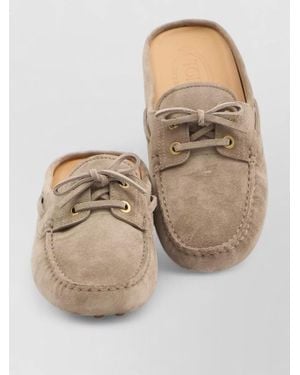 Tod's Leather Boat Loafer Style Slider Sandals - Natural