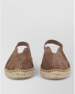 Castañer Rania Suede Slingback Espadrilles Round Toe - Brown