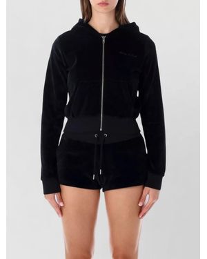 Sporty & Rich Velour Crystal-Embellished Hoodie - Blue
