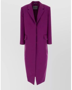 Balenciaga Wool Gabardine Single Breasted Coat - Purple
