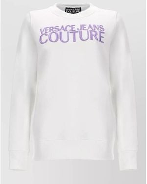 Versace Jeans Couture Knitwear Top Ribbed Cuffs Structured Hem - White