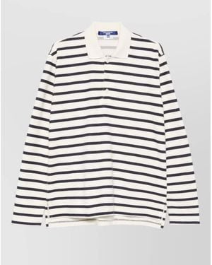 Junya Watanabe Polo Shirt Long Sleeves Ribbed Cuffs - Grey