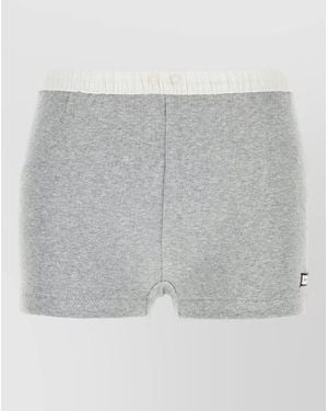 Entire studios Stretch Cotton Shorts Button Detail Ribbed - Gray