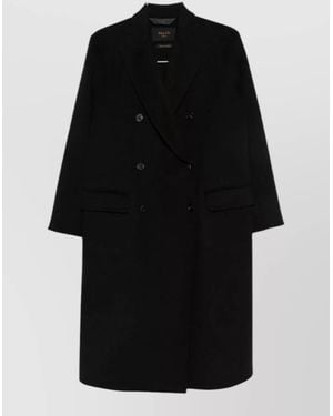 Paltò Wool Double-Breasted Coat - Black