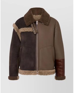 Moschino Chic Blazer With Shearling And Leather - Brown