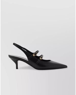 Celine Leather Double Strap Mules - Black