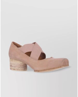 Uma Wang Leather Square-Toe Ballet Court Shoes - Pink