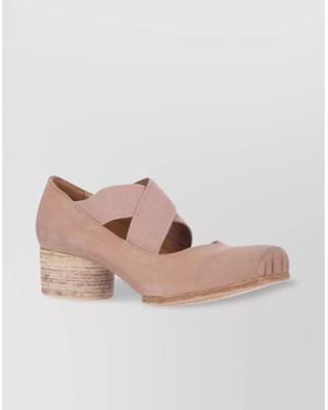 Uma Wang Leather Square-Toe Ballet Court Shoes - Pink