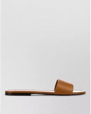 Celine Shearling-Lined Leather Mules - White